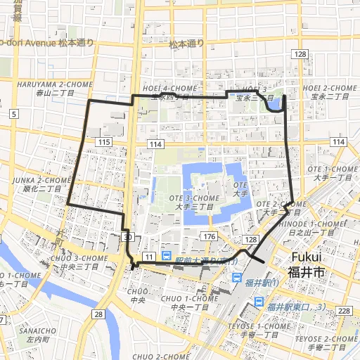 福井城址周回のコース地図