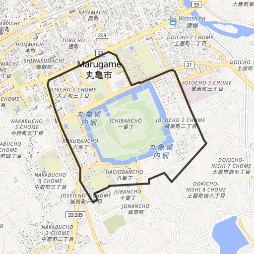 丸亀城周回のコース地図